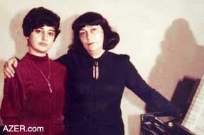 Aida Huseinova (left), author of the article, with her piano teacher and mentor Elmira Nazirova in 1983. Shostakovich incorporated Elmira's musical signature into his Tenth Symphony. 