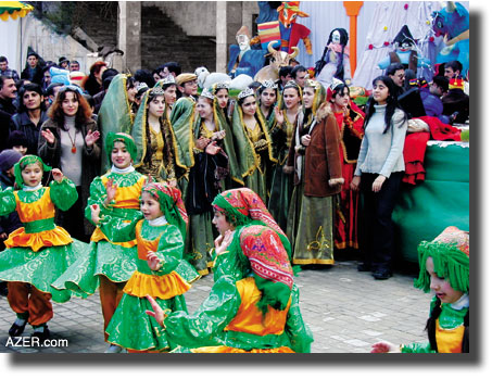Traditional dances at street performances for Novruz in Baku.  Ivar Magne Auestad 