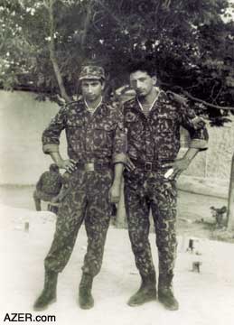Faig Karimov (left) with a friend military service in the Karabakh War (1992-1993).