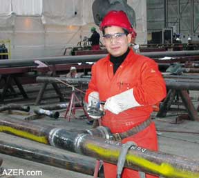 Rashad Musayev, young structural welder, who is involved with helping to construct topside decks with MCCI.