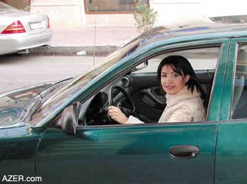 Women drivers are a relatively new phenomenon in Baku. Arzu Aghayeva has been getting around town in a green Hyundai since summer.
