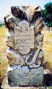 Grave markers mark the German graves in the cemetery at Helenendorf in northwestern Azerbaijan. The town is now called Khanlar.