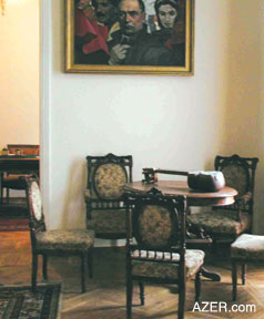 Living room of the museum. Note Narimanov's tar on the table. Photos: Narimanov Museum - Ulviyya Mammadova