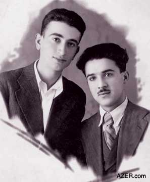 Both Aydin Vahidov (left) and Kamal Aliyev were members of the Ildirim group. In 1944 as students, they wrote to the poet Samad Vurghun for support for more widespread official usage of Azeri. Vurghun turned the letter over to the KGB and the Ildirim members were arrested in 1948. Aydin and Kamal were each sentenced 10 years of hard labor in Siberian camps. Photo: Courtesy of family of Aydin Vahidov.