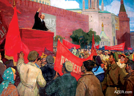 Lenin at the Kremlin by Ukrainian artist N. Gorshkov (1923-).