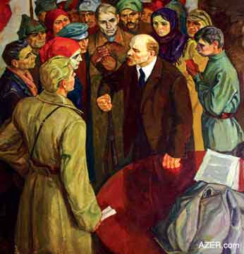 Lenin's Fist [our title] was painted by Russian artist Eduard Sergeevich Revenko (1937-1993) and Ukrainian artist Leonida Steblovskaya Petrovna (1935-). Both of them graduated from Kiev Art Institute in 1962. (Oil on canvas, 180 x 180 cm, 1969-1970). This painting with Lenin's hand resting against the red table, according to Visser could be interpreted that the artist wanted to show that Lenin's hands were bloody and that he was guilty.
