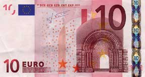 Examples of Euro banknotes. Robert Callina from OeBS Company in Austria designed both the Euro and Azerbaijan's Manat. The Euro is based on architectural designs found in Europe through the ages. In many of Azerbaijan's banknotes, architecture features are included. Except for the one Manat and the 20 Manat bill, architecture also appears in the designs of Azerbaijan's Yeni Manat. Azerbaijan's currency has incorporated many of the same safeguards against counterfeiting that appear in the Euros. 