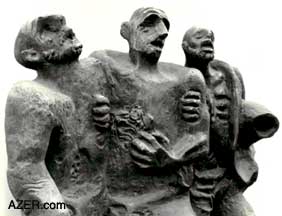 Sculpture: Blind Men by Fazil Najafov, bronze.